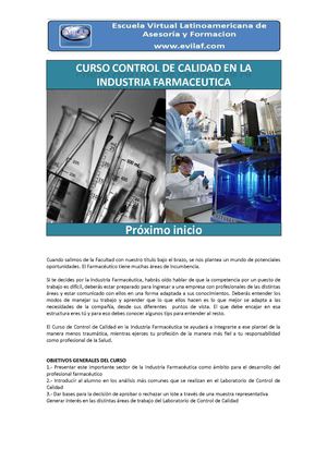 Curso Virtual de Control de Calidad en la Industria Farmaceutica