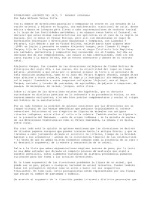 LAS DIVERSIONES (EN EL ORIENTE DEL PAIS) Y  PÁJAROS (EN GUAYANA)