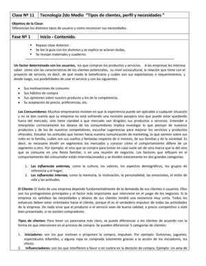 Clase Nº 11 tecno 2do medio.doc tipos de clientes , perfil y necesidades.