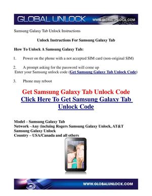 Samsung Galaxy Tab Unlock