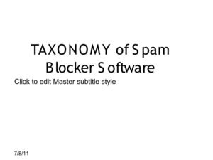 Taxonomy of Spam Blocker Software