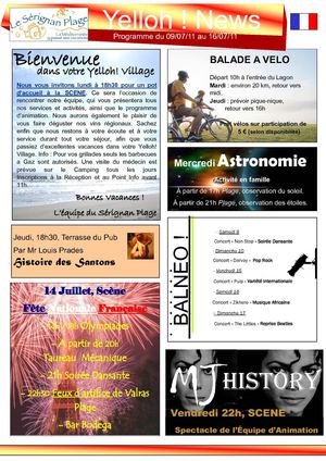 Programme d'animation Le Sérignan Plage du 9 au 16 juillet (Multilingue)