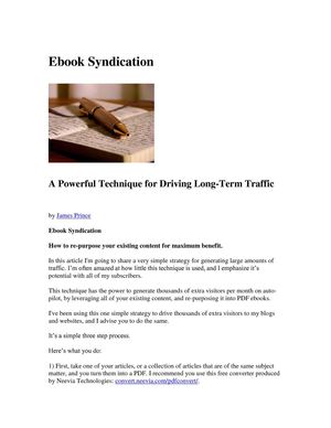 Ebook Syndication Traffic Technique