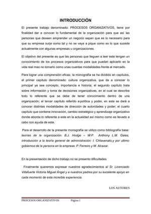 Procesos organizativos