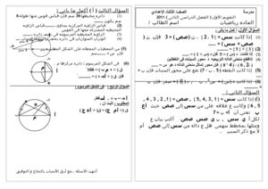 نماذج امتحانات رياضيات تيرم ثانى المهمه الأولى ف2 2011