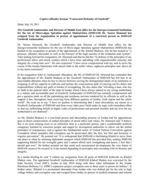 Dr. Homoud resigns from IIMSAM in Protest of Prisoner becoming Goodwill Ambassador