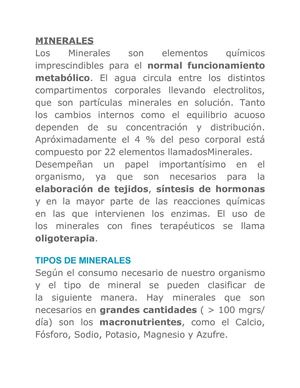 MINERALES Y NUTRICION