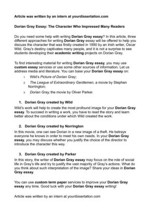 Calamo Dorian Gray Essay The Character Who Impressed Many Readers Dorian Gray Essay The Character Who Impressed Many Readers An Essay On English Language also Essay On My Family In English Thesis Statement For Education Essay
