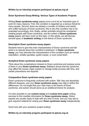 Qualities Of A Good Leader Essay Down Syndrome Essay Writing Various Types Of Academic Projects Essay On Self Reliance also Alcohol Essay Calamo Down Syndrome Essay Writing Various Types Of Academic Essay On School Uniforms