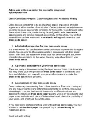 Calaméo Dress Code Essay Papers Captivating Ideas For - 