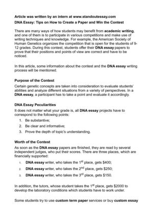William Wordsworth Essay Dna Essay Tips On How To Create A Paper And Win The Contest Narrative Essay About Life also Poverty In Pakistan Essay Calamo Dna Essay Tips On How To Create A Paper And Win The Contest Essays On Respect