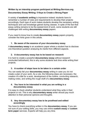 Calamo Documentary Essay Writing Keys To Create A Strong Paper Documentary Essay Writing Keys To Create A Strong Paper