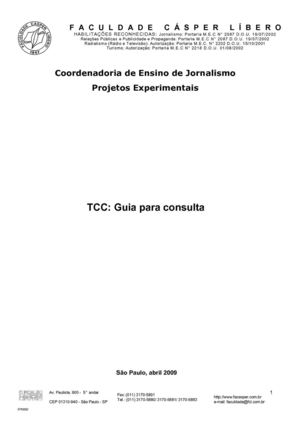 Manual de TCC do curso Jornalismo da Faculdade Cásper Líbero