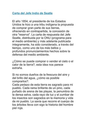 Carta del jefe indio de Seatle
