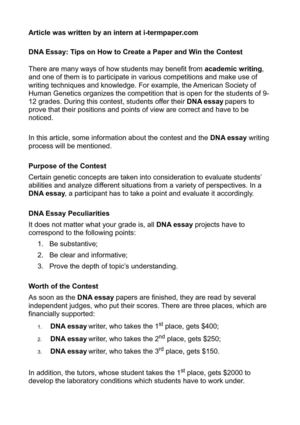 Essays On English Literature Dna Essay Tips On How To Create A Paper And Win The Contest Short Essays In English also Essay On Religion And Science Calamo Dna Essay Tips On How To Create A Paper And Win The Contest Examples Of Persuasive Essays For High School