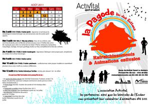 Programme 2011 des animations estivales autour de la Pagode-Lac des Settons