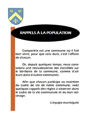 Rappels à la population