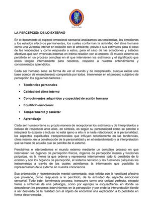 La percepción de lo externo