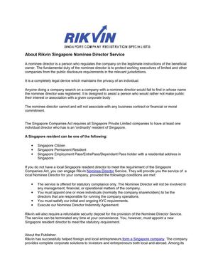 About Rikvin Singapore Nominee Director Service