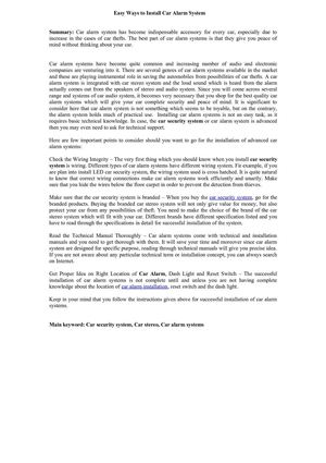 Easy Ways to Install Car Alarm System