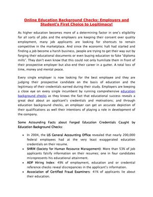 Educational Background Check Example Calaméo - Online Education Background Checks is now a Best Source for a ...