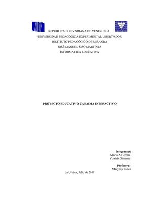 PROYECTO CANAIMA EDUCATIVO 