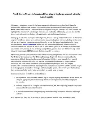 North Korea News – A Smart and Fast Way of Updating yourself with the Latest Events