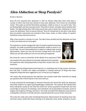 Alien Abduction or Sleep Paralysis