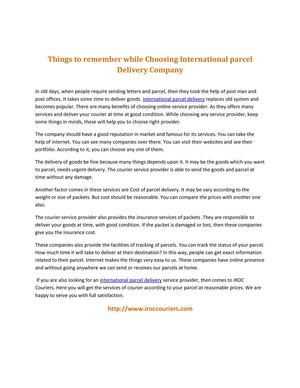 Calaméo - Things to remember while Choosing International parcel ...