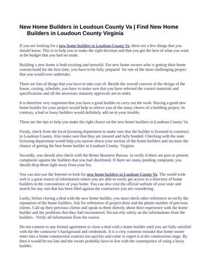 New Home Builders in Loudoun County Va | Find New Home Builders in Loudoun County Virginia