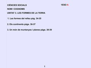 Les formes de la Terra (Vocabulari i activitats)