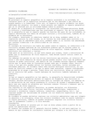GLOSARIO DE CONCEPTOS BÁSICOS DE GEOGRAFÍA COLOMBIANA 