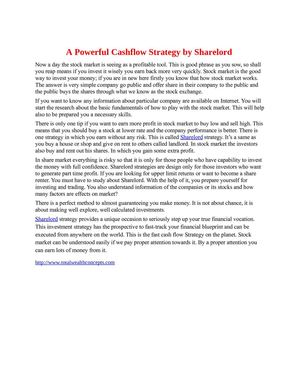 A Powerful Cashflow Strategy by Sharelord