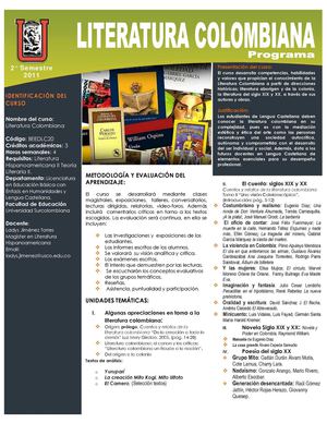 Programa Literatura Colombiana