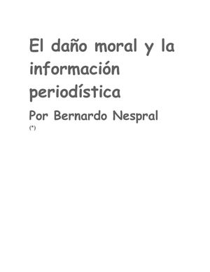 EL DAÑO MORAL Y LA INFORMACION PERIODISTICA