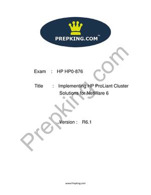 Prepking HP0-876 Exam Questions