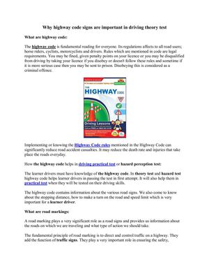 Why highway code signs are important in driving test