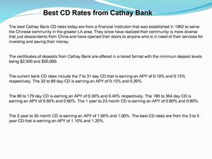 Best CD Rates from Cathay Bank