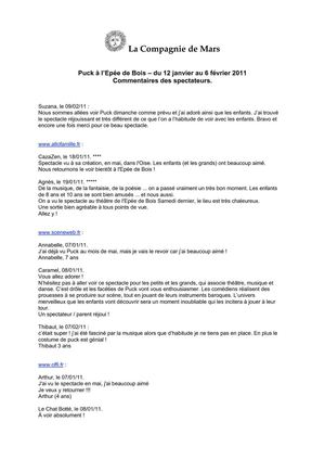Commentaires spectateurs