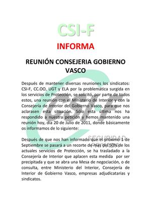 Reunión CSIF Gobierno Vasco Escoltas