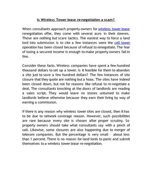 Is Wireless Tower lease re-negotiation a scam?