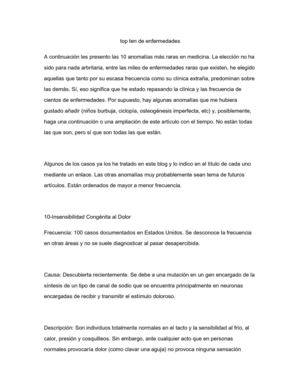 Top ten de enfermedades mas raras