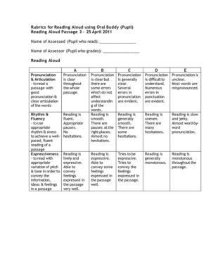 Oral Rubrics