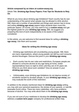 Calamo Drinking Age Essay Papers Free Tips For Students To Rely On Drinking Age Essay Papers Free Tips For Students To Rely On Thesis Statement Essays also English Essay Sample A Level English Essay Structure