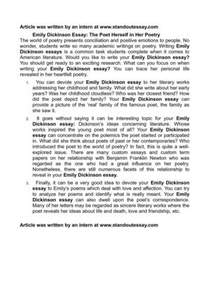 Essay Writing Apa Format Emily Dickinson Essay The Poet Herself In Her Poetry Speech Sample Essay also Organization Essay Calamo Emily Dickinson Essay The Poet Herself In Her Poetry Types Of Expository Essay
