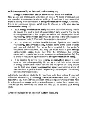 Calamo Energy Conservation Essay There Is Still Much To Consider Energy Conservation Essay There Is Still Much To Consider