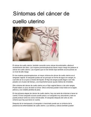 Síntomas del cáncer de cuello uterino