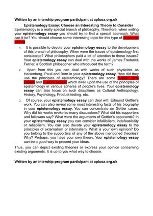 write epistemology essay