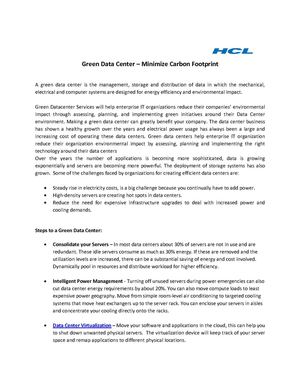 Green Data Center – Minimize Carbon Footprint 