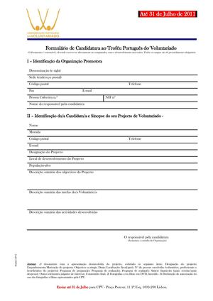 Troféu Voluntariado 2011_Formulário de candidatura